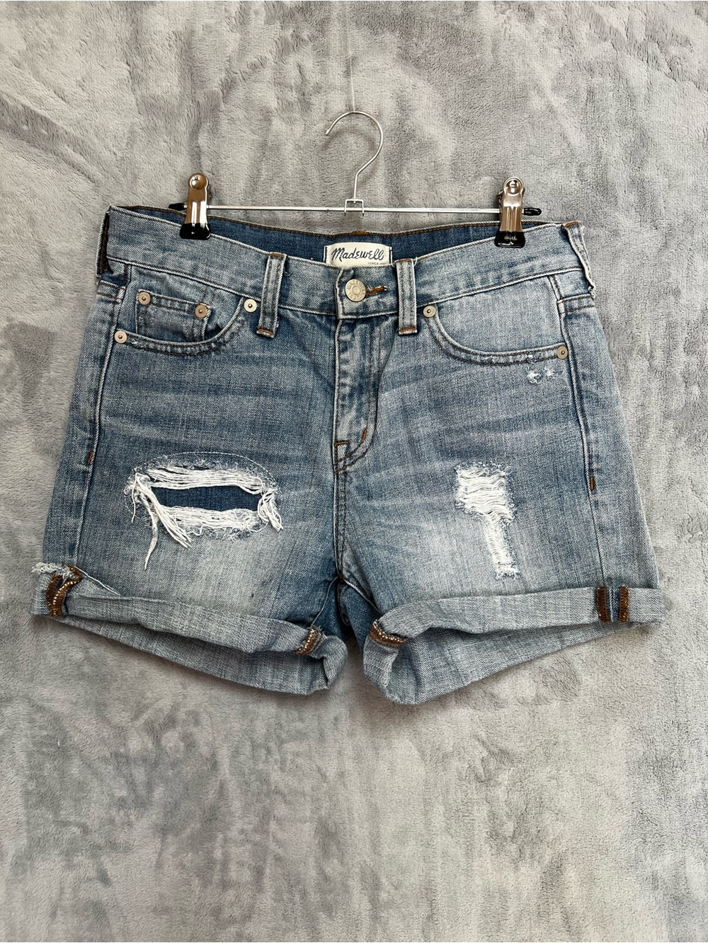 Madewell Boyshorts Rip & Repair Edition Distressed Denim Shorts Size 24